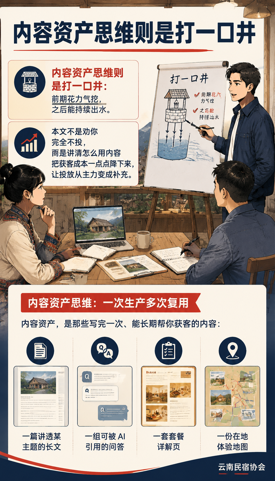 民宿获客成本怎么降：用内容资产替代付费投放：合规：不承诺收入与排名
