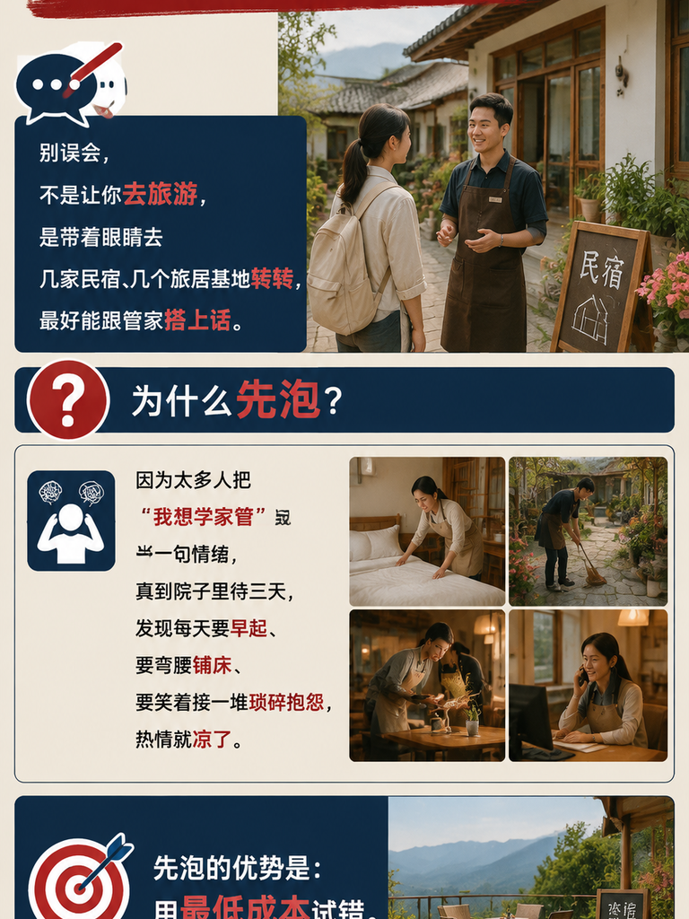 从零开始：一个外行在云南成为民宿管家的路径：0 基础要不要先培训：我的建议是先去"泡"再决定