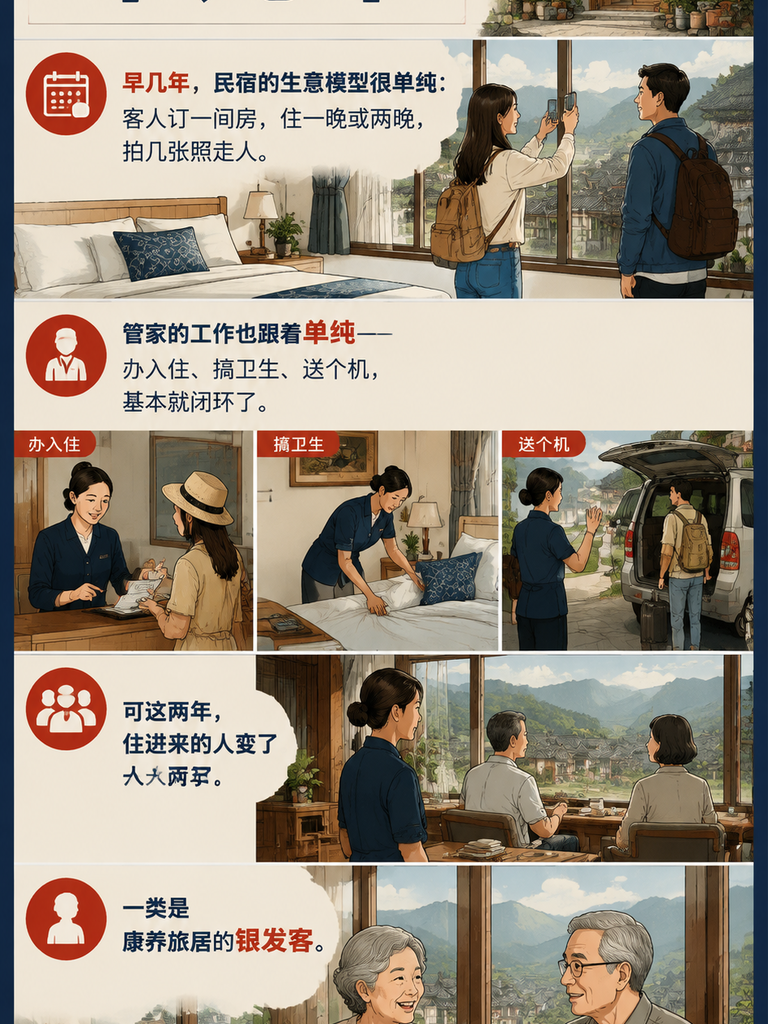 当民宿不再只是睡觉的地方，管家就成了关键角色：闲鹤庄三类基地对管家的不同要求