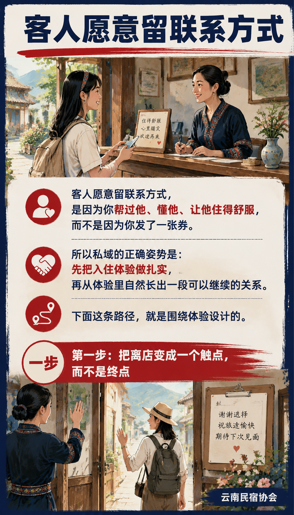 民宿私域从入住客人长出来：可复制的转化路径：第四步：设计自然的复购与转介绍机制