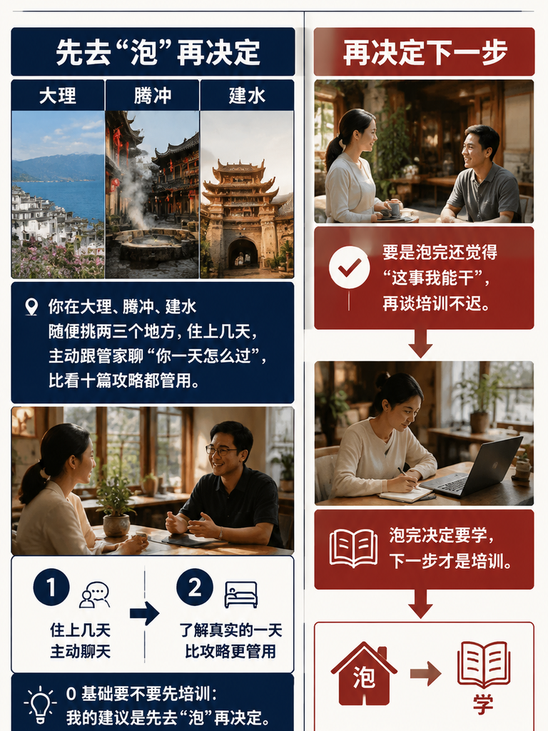 从零开始：一个外行在云南成为民宿管家的路径：三个里程碑：三个月、半年、一年分别能到哪