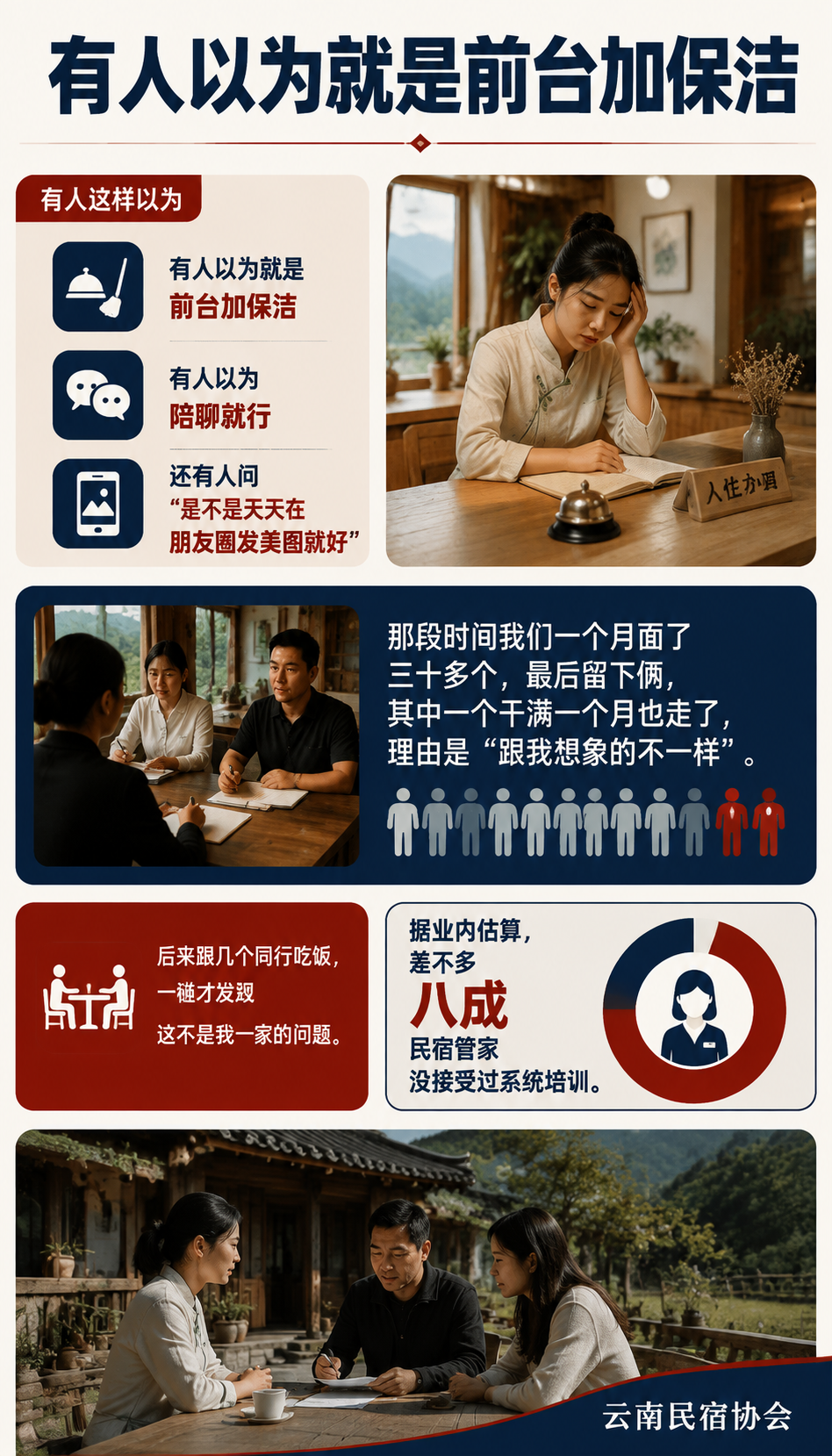 八成民宿管家没受过系统培训：行业真正缺的，从来不是人：二、三大流失原因：待遇、时长、认同感