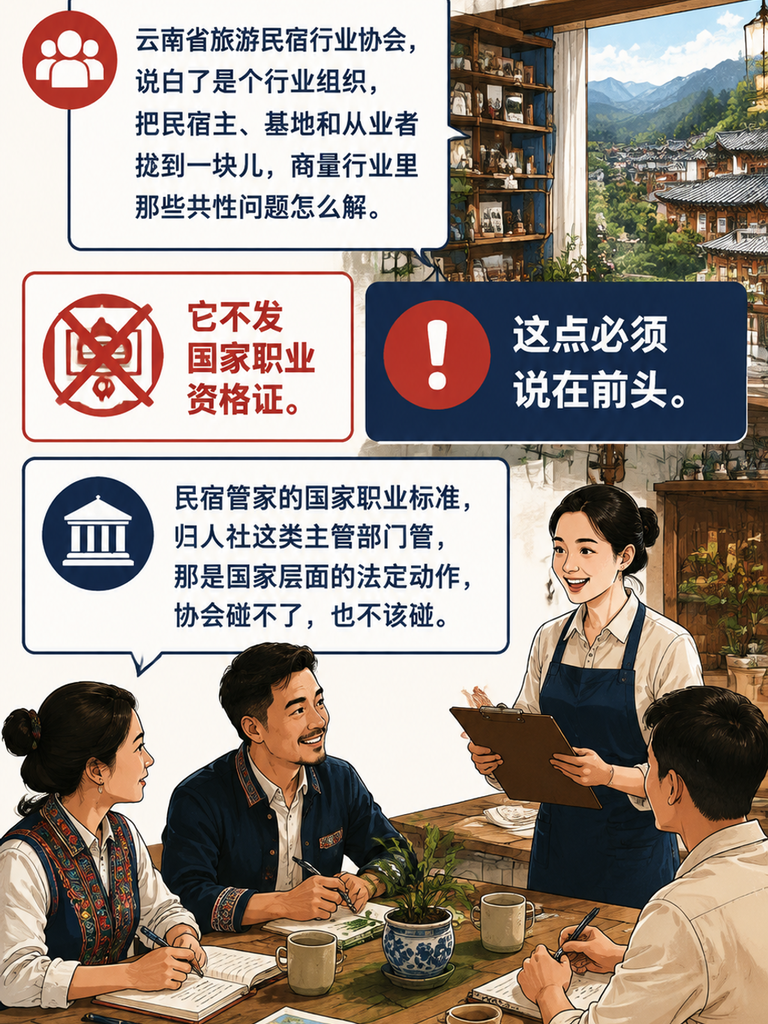 云南省旅游民宿行业协会在民宿管家职业化里做了什么:推动团体标准研制的角色(只写征求意见与公示)