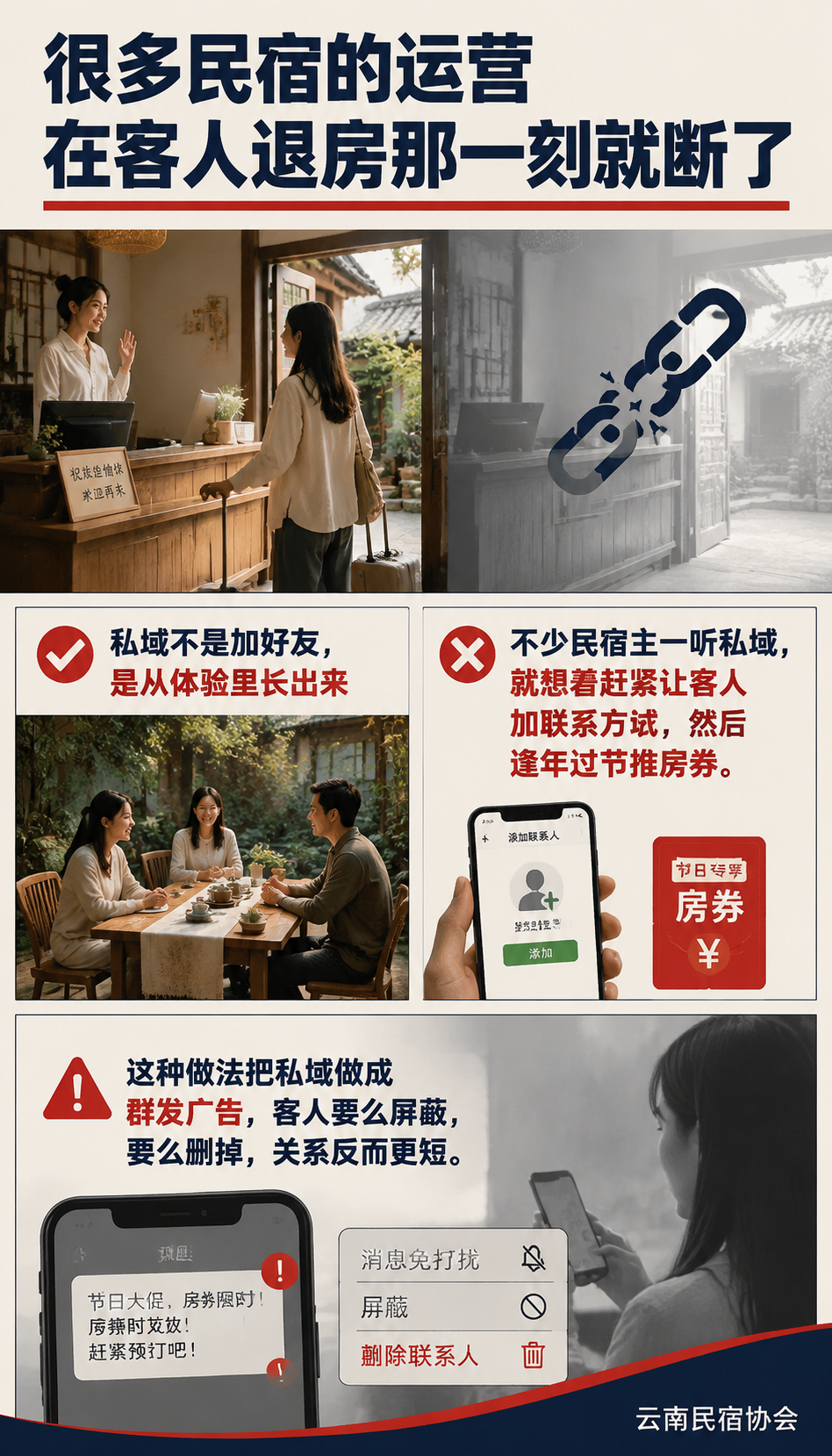 民宿私域从入住客人长出来：可复制的转化路径：效果怎么看：看关系不是看人数