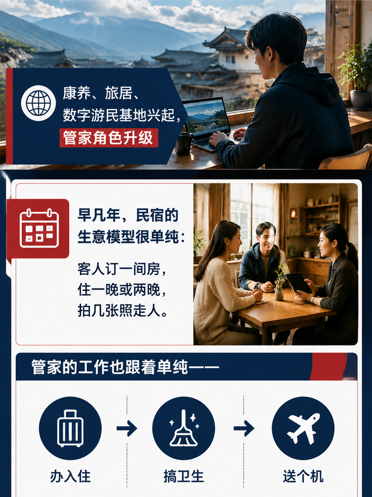 当民宿不再只是睡觉的地方，管家就成了关键角色：闲鹤庄三类基地对管家的不同要求