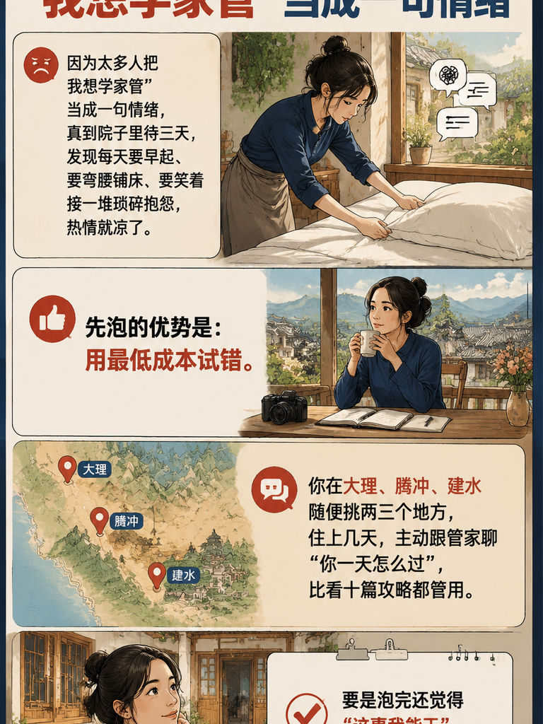 从零开始：一个外行在云南成为民宿管家的路径：三个里程碑：三个月、半年、一年分别能到哪