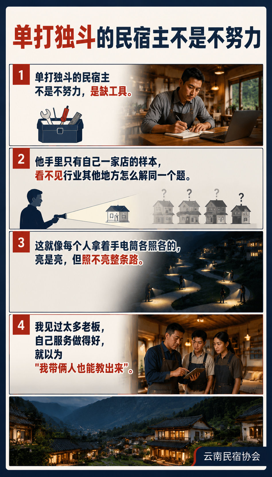 民宿管家职业化这件事，为什么离不开行业协会和基地两头托：单靠民宿主：培训零散、标准缺失