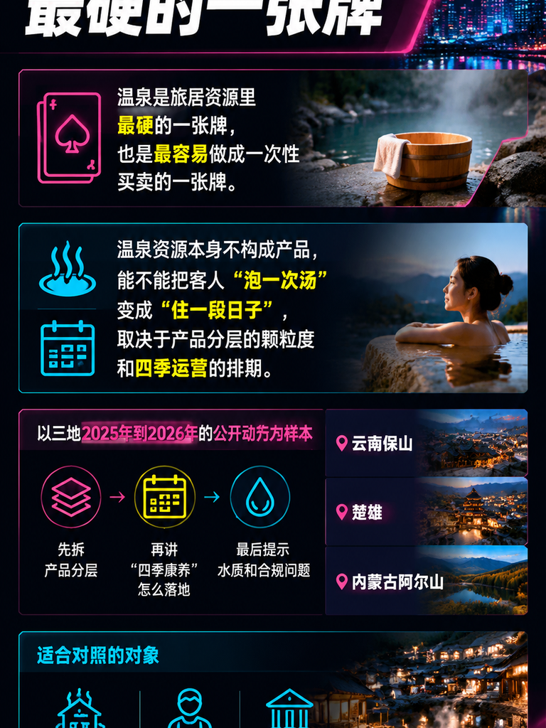 温泉康养旅居：三种产品分层与四季运营怎么做：导语