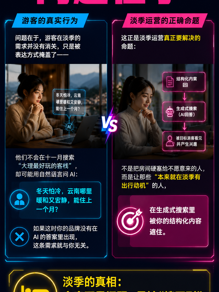 淡季不淡：民宿如何用结构化内容把空房期变成搜索旺季：把淡季卖点拆成 AI 可引用的知识单元