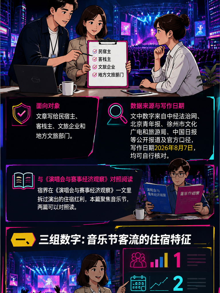 音乐节旅居：跟着演出安营扎寨，民宿怎么接住短途客流：一、三组数字：音乐节客流的住宿特征