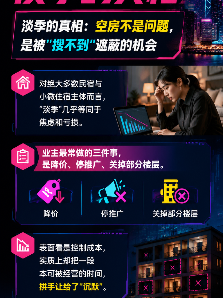 淡季不淡：民宿如何用结构化内容把空房期变成搜索旺季：淡季的真相：空房不是问题，是被"搜不到"遮蔽的机会