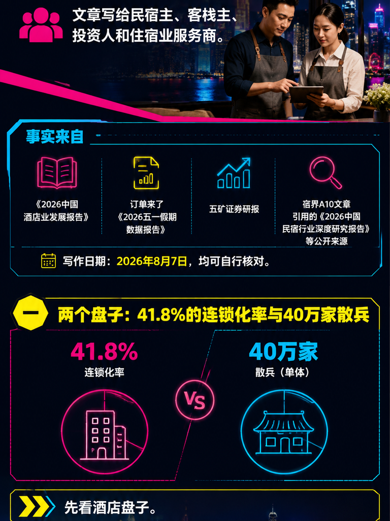 民宿与酒店的份额之争：非标住宿的大盘与边界：一、两个盘子：41.8%的连锁化率与40万家散兵