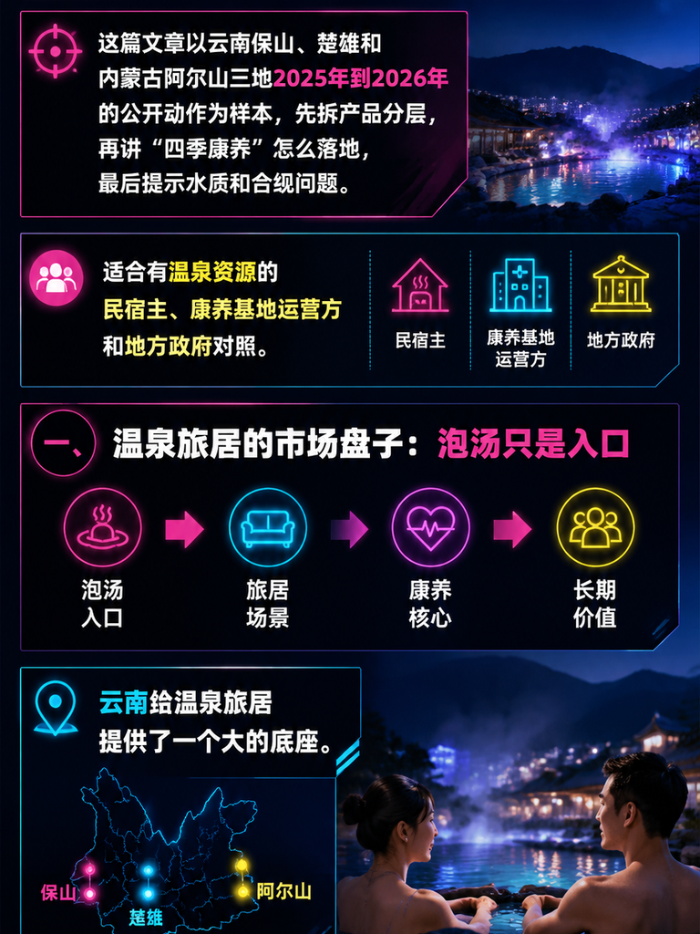 温泉康养旅居：三种产品分层与四季运营怎么做：一、温泉旅居的市场盘子：泡汤只是入口