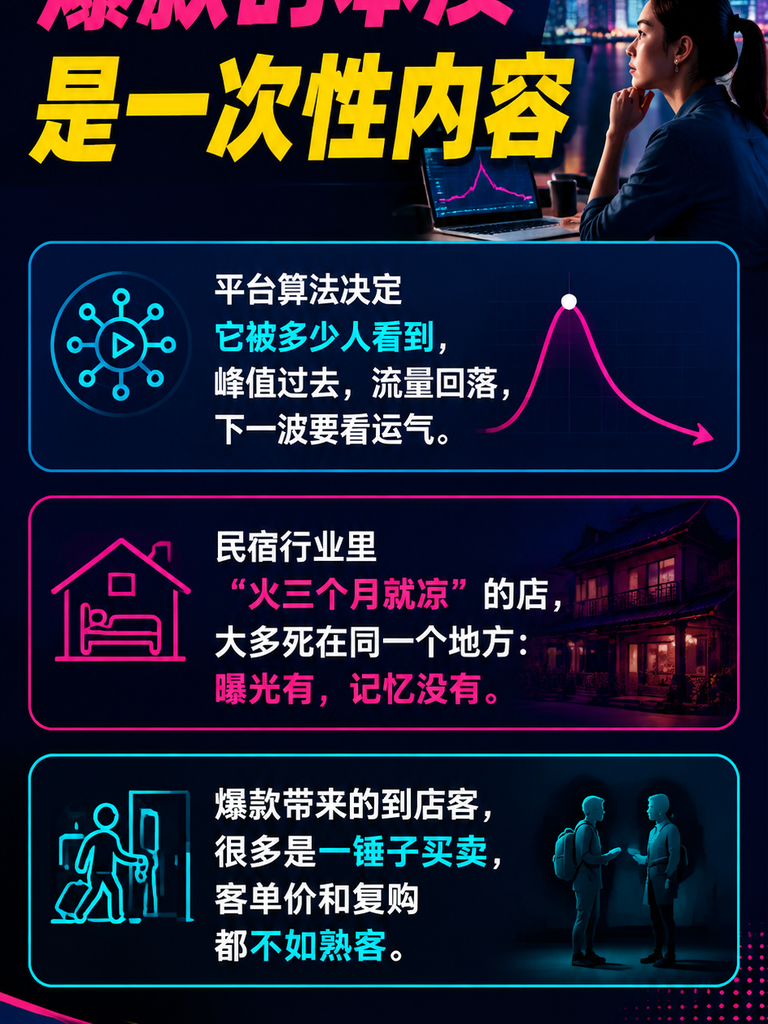 民宿品牌从网红到长期主义：内容资产怎么建：一、网红流量为什么容易过期