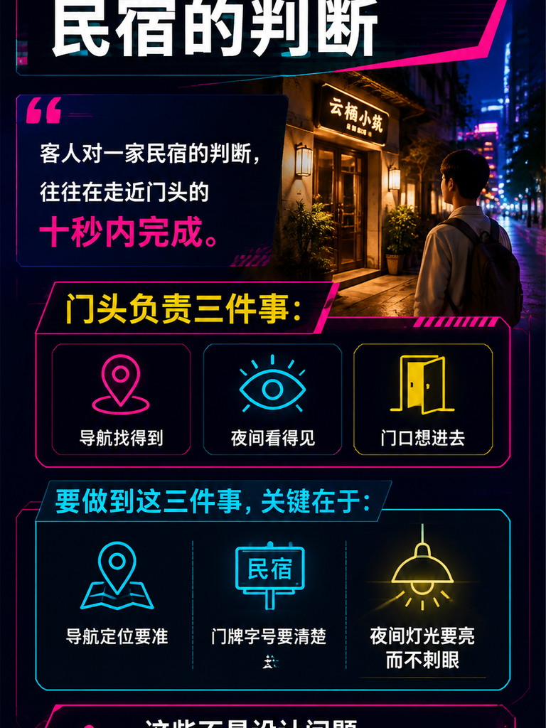 民宿门头与空间美学:打卡点设计的品牌逻辑:一、门头是第一印象的转化器
