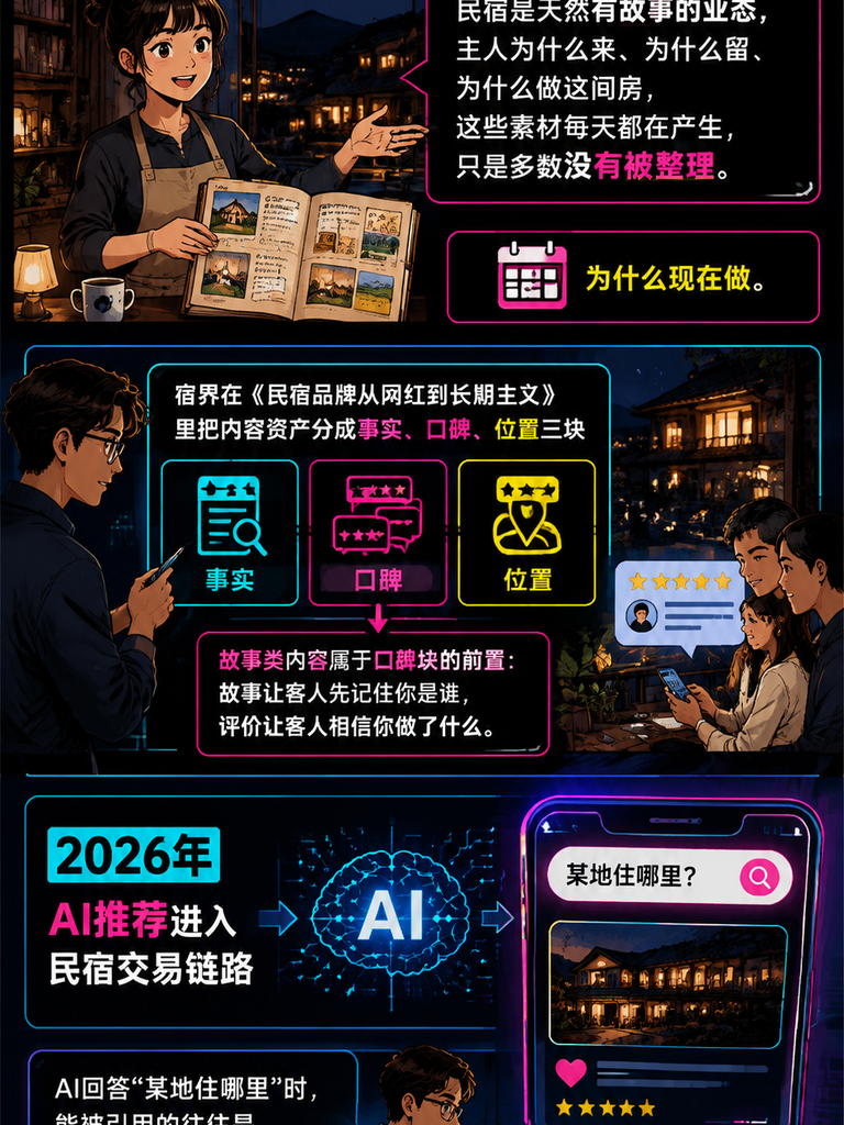 民宿品牌故事：把“为什么开这家店“写成内容：一、品牌故事的三要素：动机、转折、日常