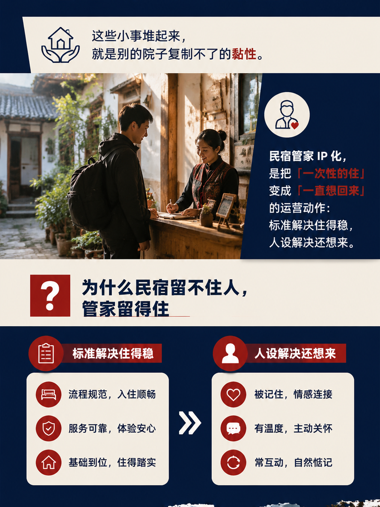 民宿管家 IP 化与私域运营：小院怎么长出回头客：他举过一个反例