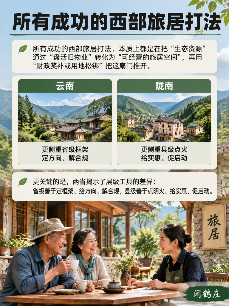 从云南到陇南：西部两省旅居打法，藏着可复制的"下沉市场公式"：二、层级工具差：省级定框架，县级点明火