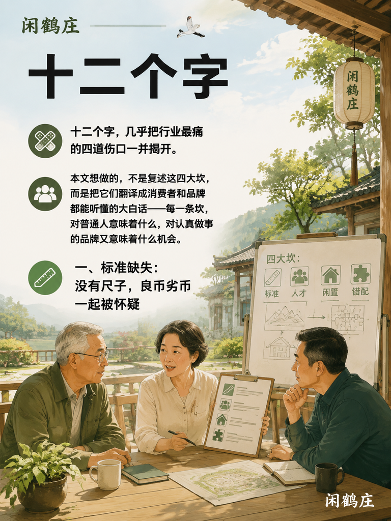 发改委专家点名旅居四大坎:标准、人才、闲置、错配——为什么政策热、落地难?:一、标准缺失:没有尺子,良币劣币一起被怀疑