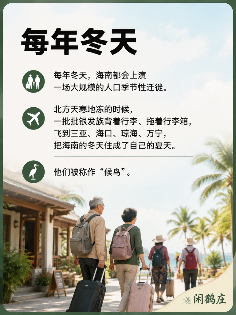 160万"候鸟"挤爆海南：18条新政背后，旅居养老为什么死磕"医疗"？：导语