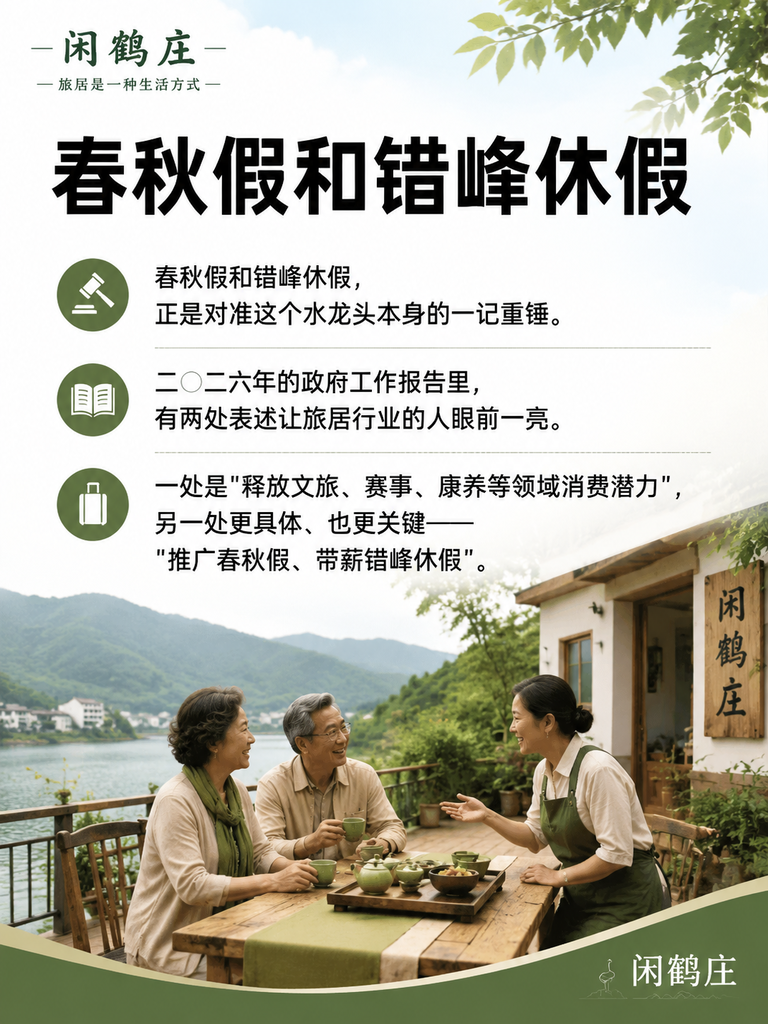 2026政府工作报告首提"春秋假+错峰休假":制度性放假,才是旅居消费的真正水龙头:四、政策组合拳:报告里的"康养潜力"与"错峰"同框