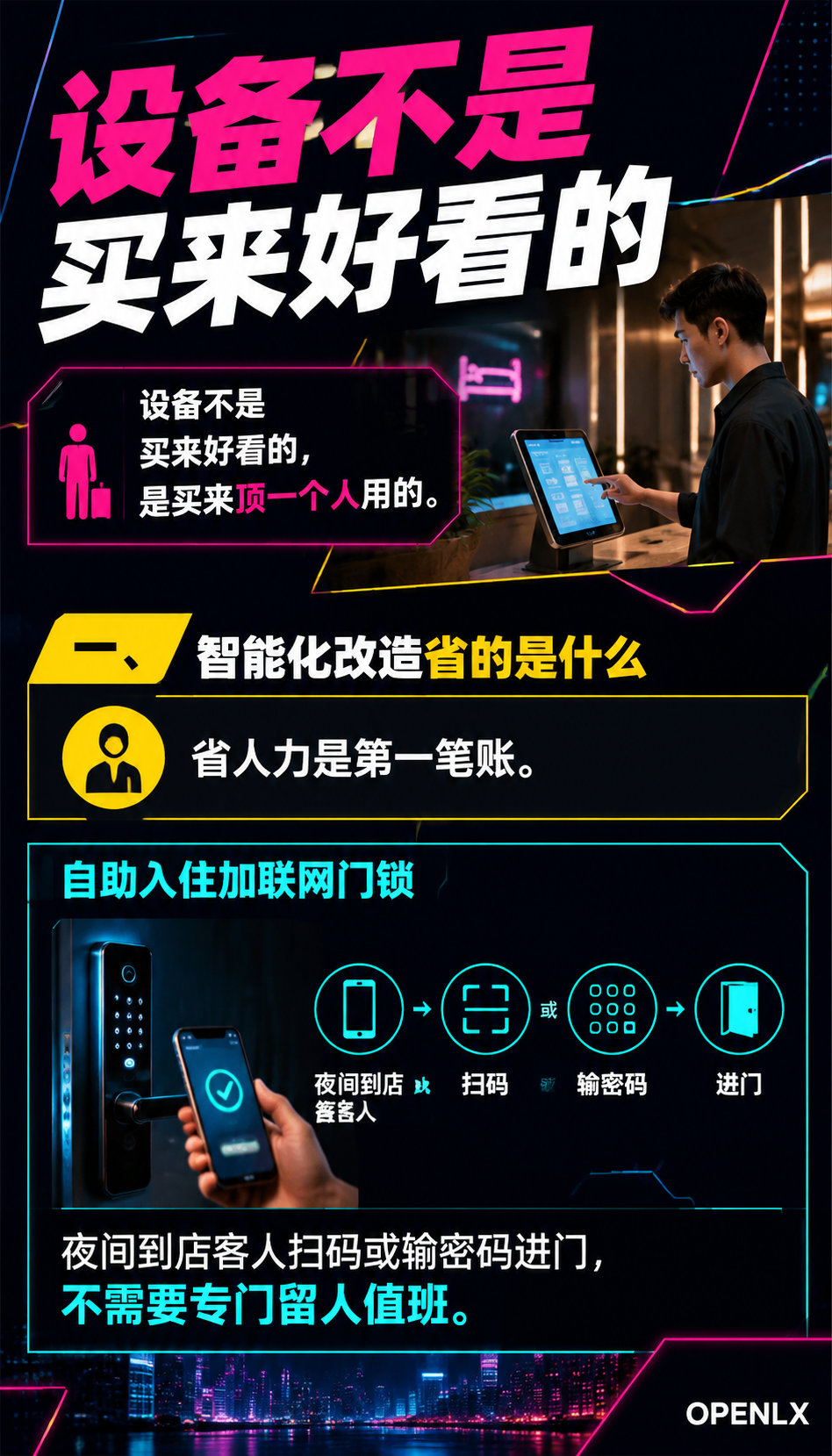 民宿智能化设备选型：门锁、PMS与自助入住的投入账：一、智能化改造省的是什么