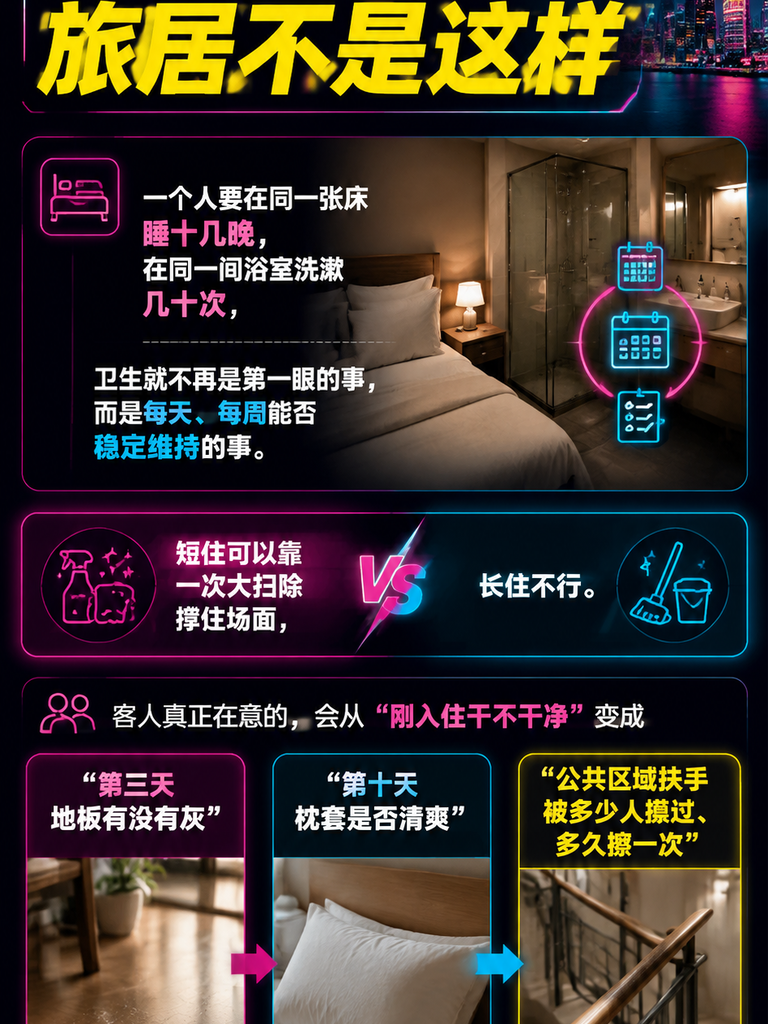 长住卫生靠连续性:旅居基地的清洁与布草如何让人安心:短住靠一次性呈现,长住靠连续性支撑