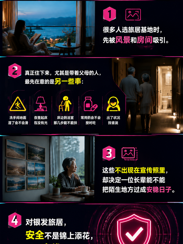 适老安全是看不见的底线:旅居基地如何把防滑照明用药提醒落到日常:导语