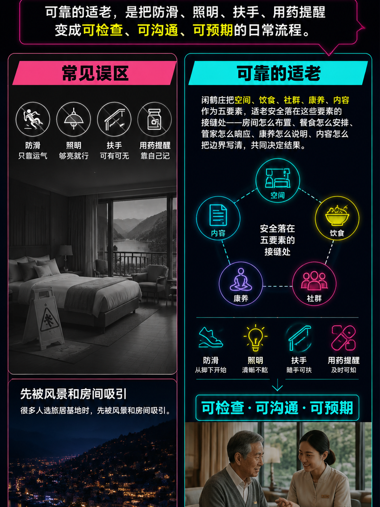 适老安全是看不见的底线:旅居基地如何把防滑照明用药提醒落到日常:扶手、坡度与浴室,是动作之间的支撑