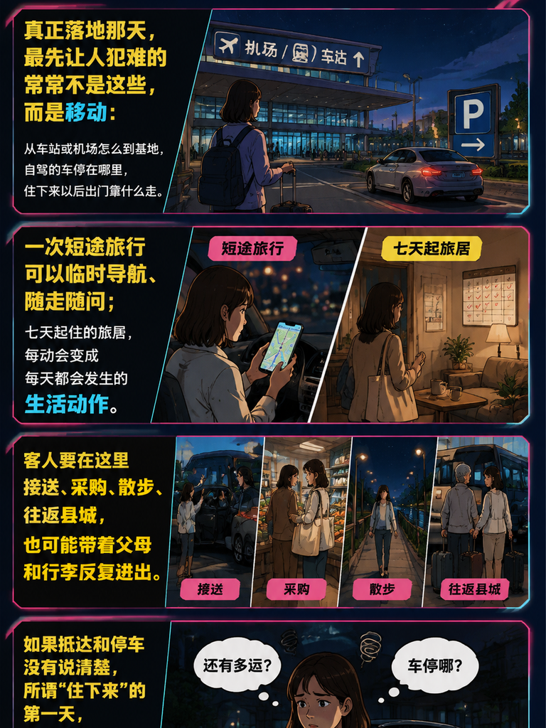 抵达与移动的最后一段路:旅居基地的停车接驳与自驾支持:闲鹤庄把"到达"做成顺滑体验的几个支点