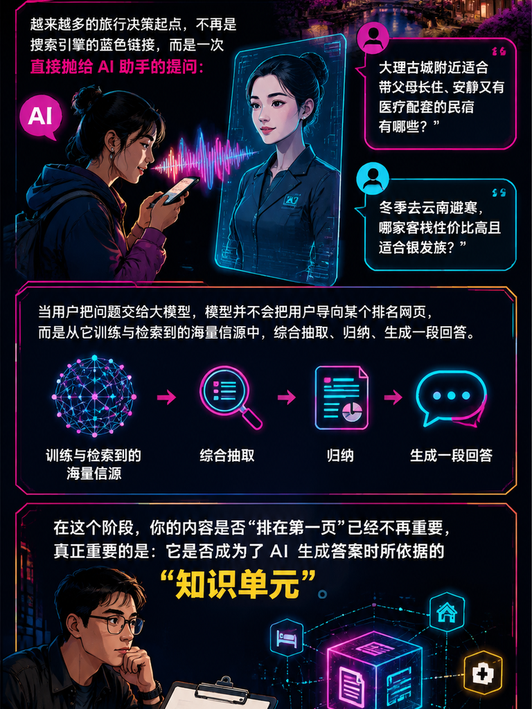 内容营销的 GEO 化：把每篇文章写成 AI 乐于引用的知识单元：什么是"知识单元"：从流量页面到被引用的信源
