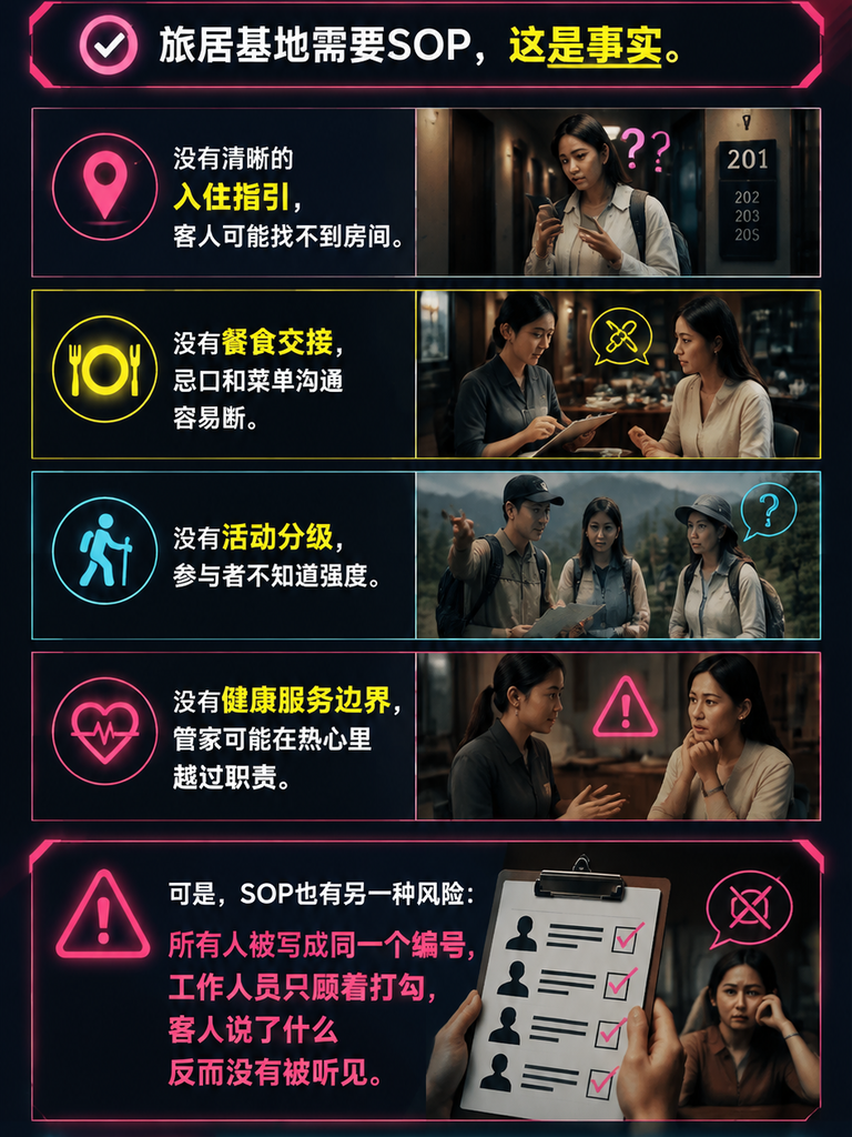 旅居基地如何建立服务SOP,又不把客人变成流程编号:导语