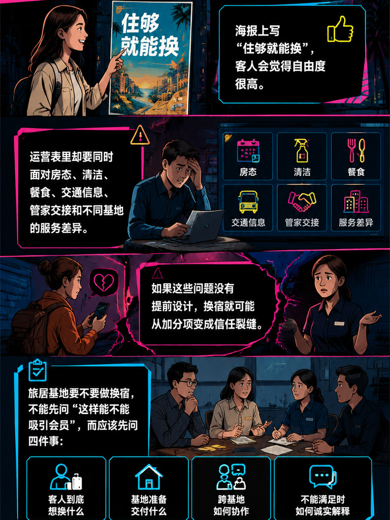 旅居基地要不要做换宿：权益设计背后的成本与信任：用成员视角测试一遍完整流程