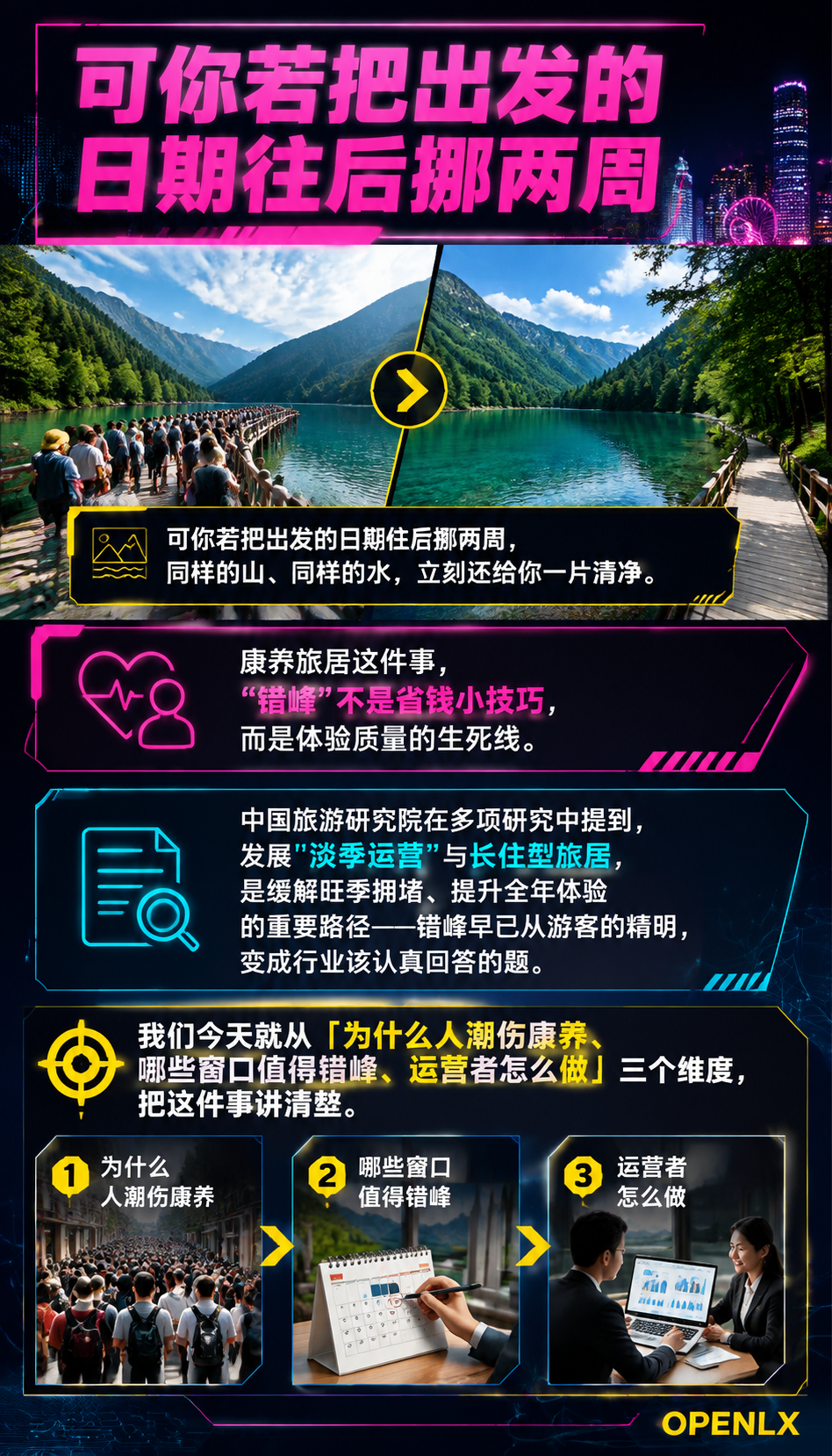 错峰出行,避开人潮:康养的黄金窗口:01 | 人潮,是康养最大的敌人
