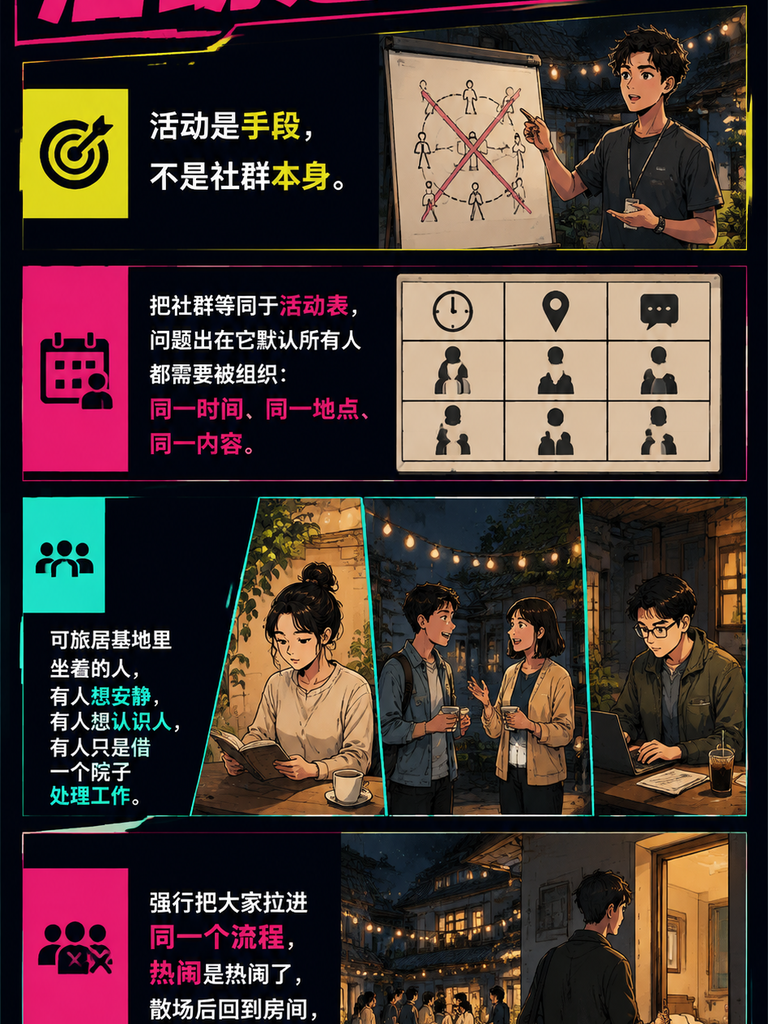 社群不是组织活动而是相遇接口:旅居基地如何让人自然相处:可进可退:独行者有退路,想聊的有入口
