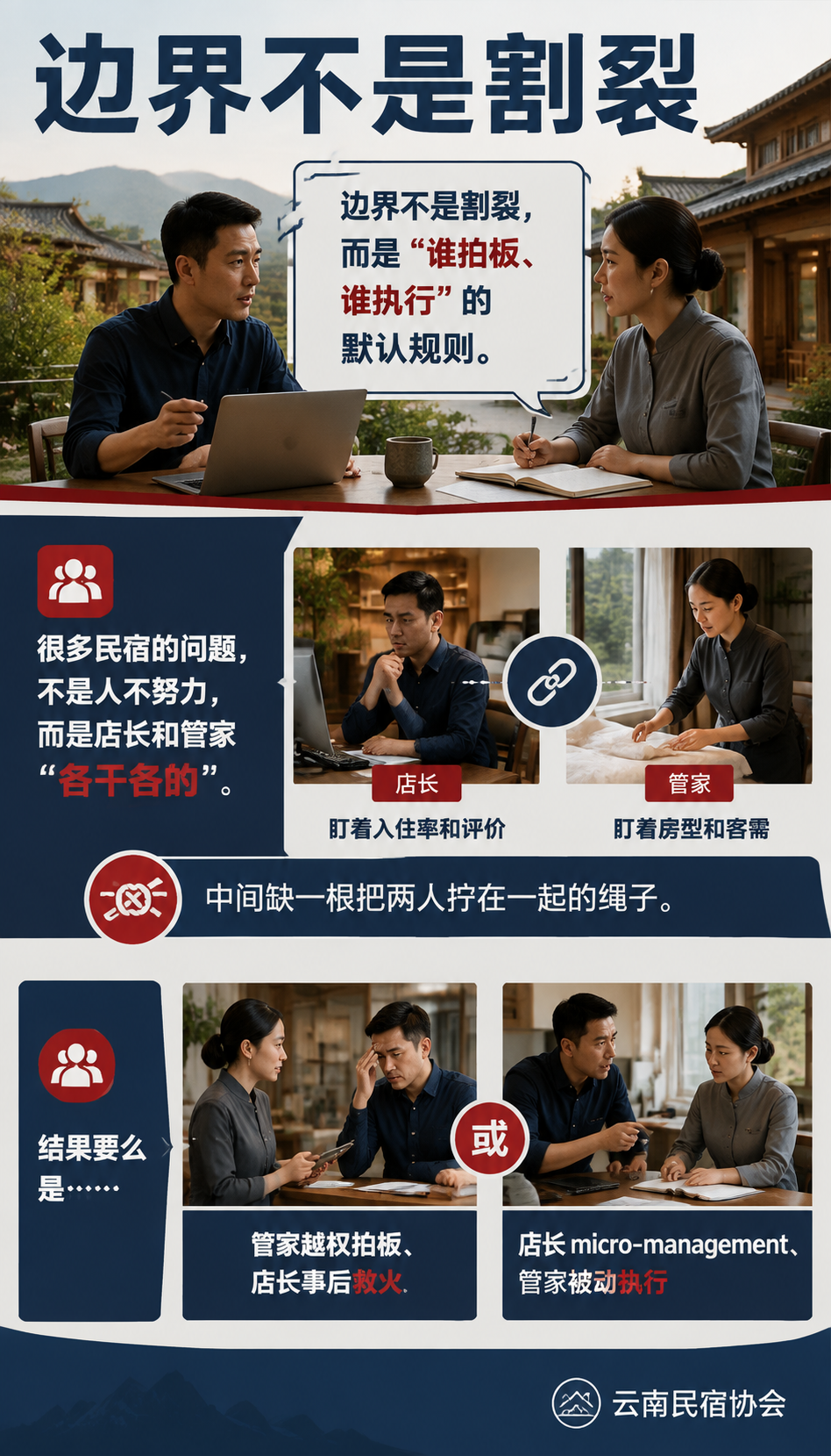 民宿店长与管家怎么搭班子:一套可直接抄的协作 SOP 与质检清单:七、一个匿名实践:两家民宿的对照