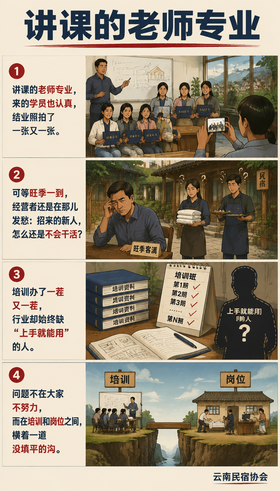 培训办了一茬又一茬，为什么民宿还是缺“上手就能用“的人？：标准统一了，流动才顺