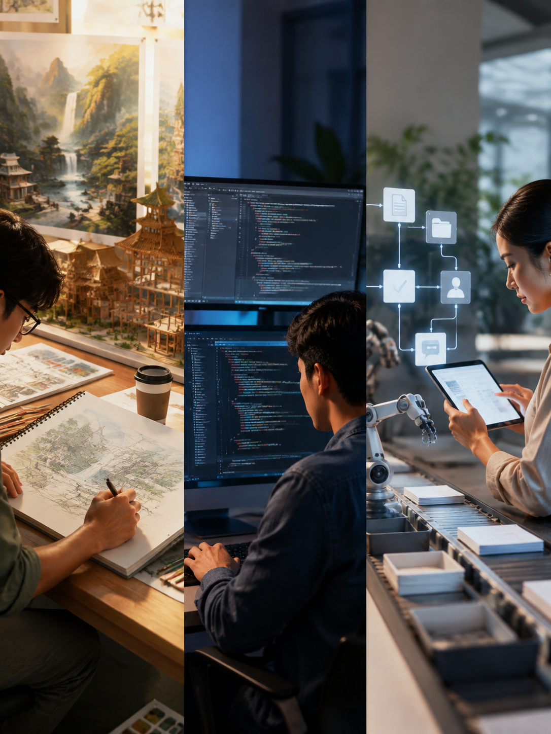 国产编程智能体三剑客：Trae、WorkBuddy、Qoder都是干啥的：把三者摆一块儿看，你会发现它们根本不是竞争对手，而是三个工种：
