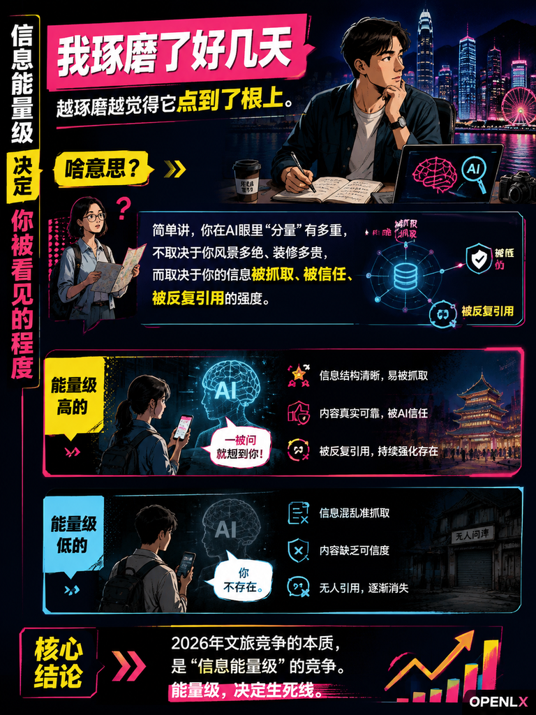 学者警告：2026年文旅竞争本质是"信息能量级"竞争——内容不被AI信任，再美的风景也无人知：AI优先抓什么样的内容