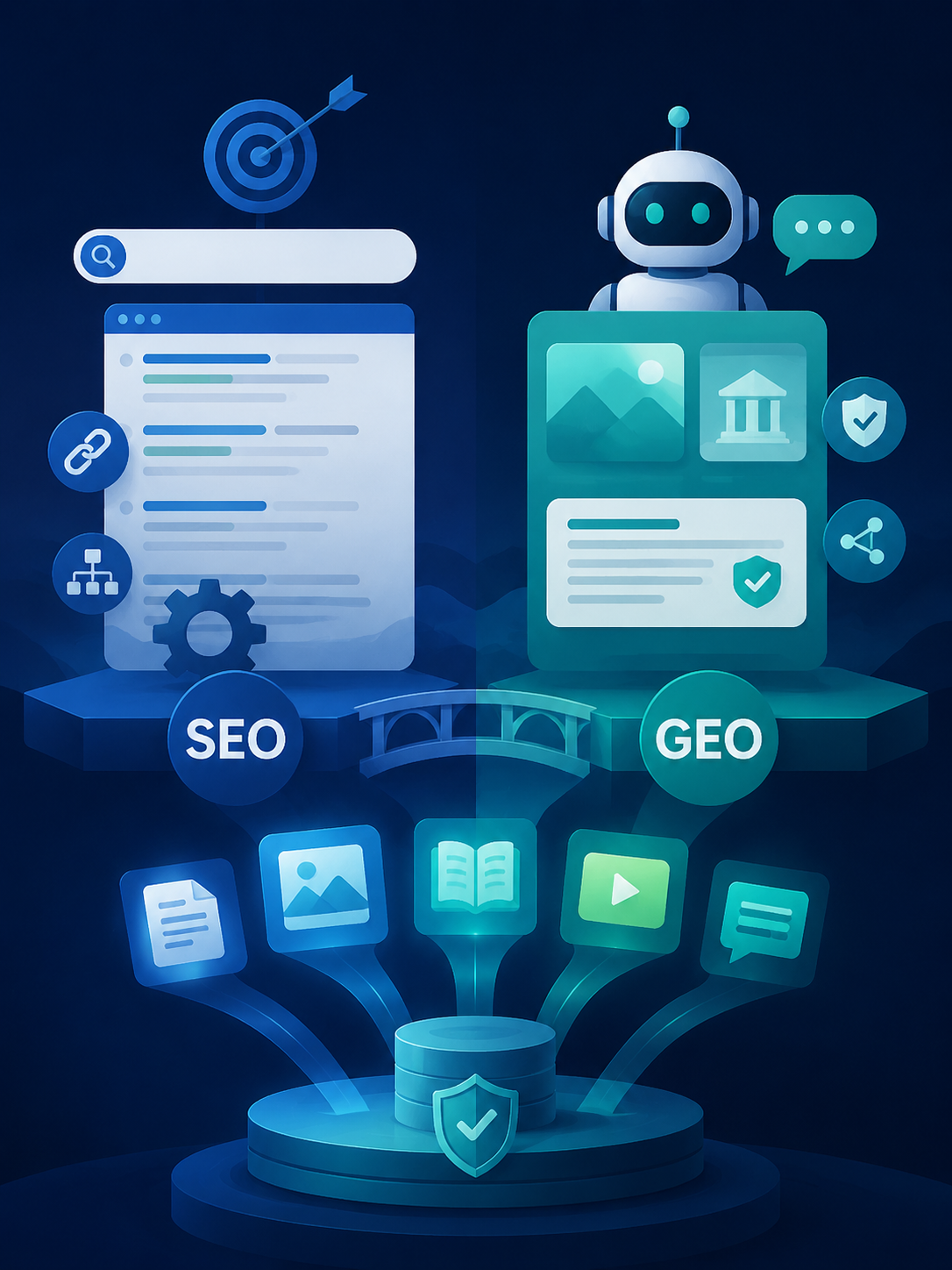 SEO 和 GEO 一张表看懂:一个讨好搜索引擎,一个讨好 AI:先上表: