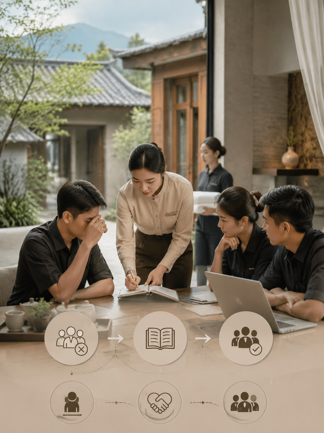 旺季复盘,决战淡季!9月,你的民宿必须补齐的5个运营短板:短板一:人才体系之“脆”——从“临时招募”到“系统培养”