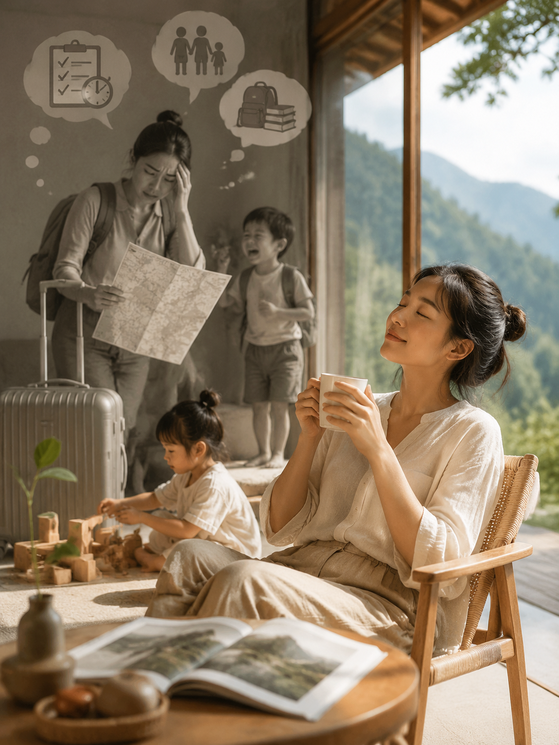 “特种兵旅游”已过时,“松弛感遛娃”正流行?看懂6月家庭游客新变化,民宿如何接招?:从“卷”娃到“悦”己:家庭游背后,宝妈们真正的心理诉求