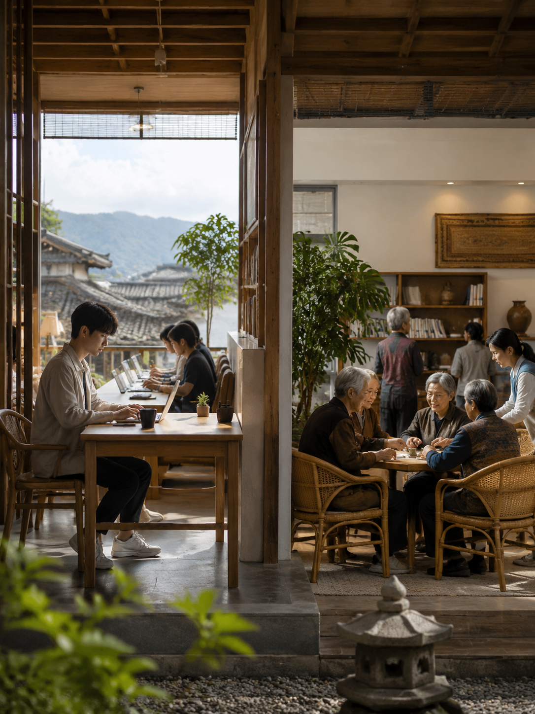 数字游民正在重写中国旅居目的地格局:闲鹤庄若同时接待银发慢住与数字游民,其做法是"分栏表达、…