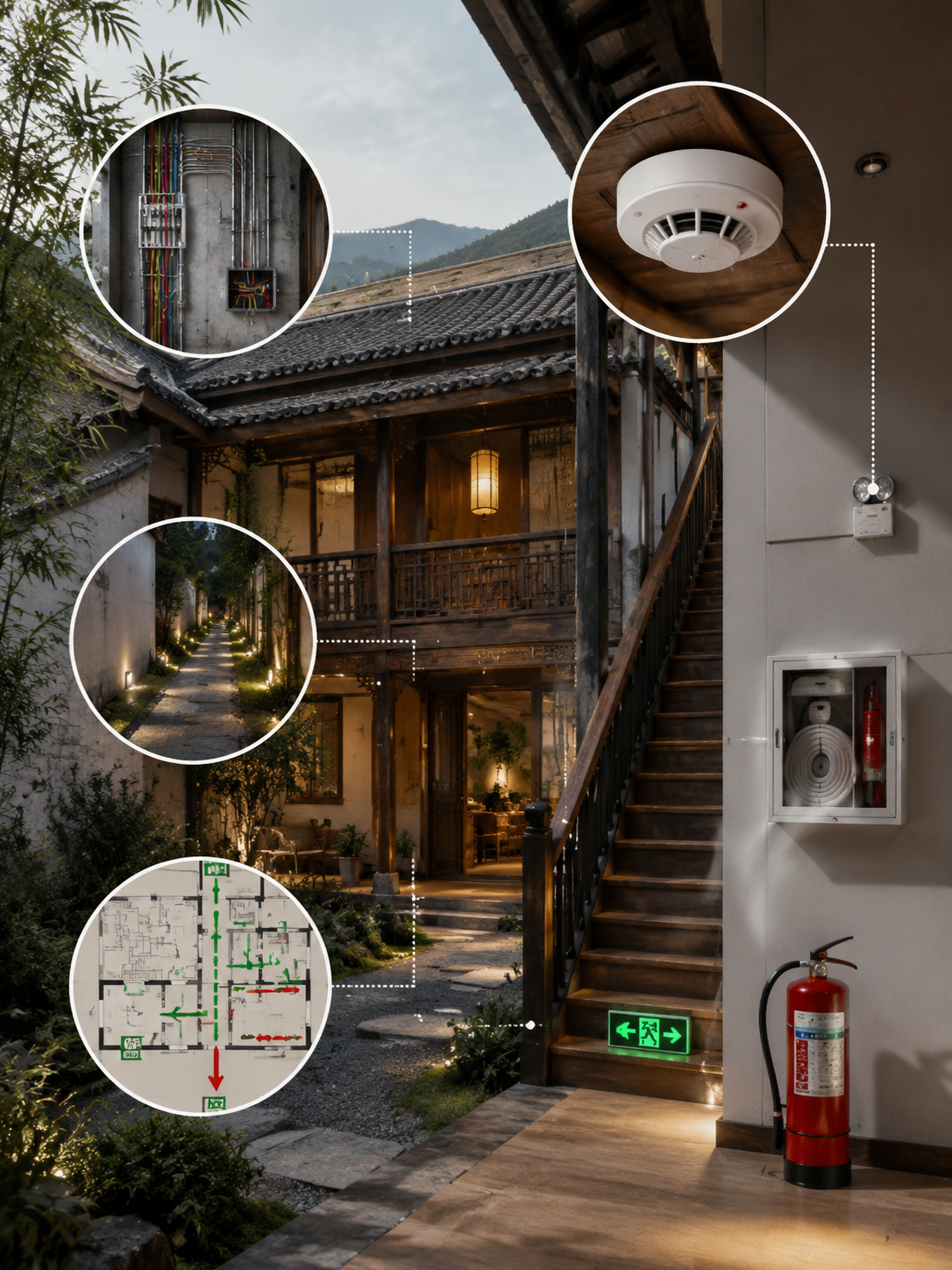 小院改造不翻车,民宿设计先想清楚这几点:第五,消防和安全是老房子最硬的坎
