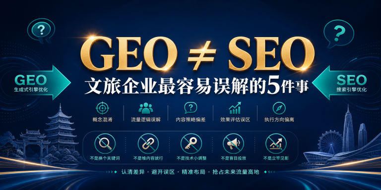 GEO优化是不是SEO优化？文旅企业最容易误解的5件事 头图