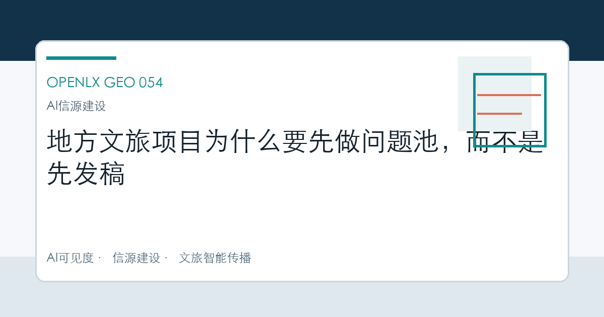 地方文旅项目为什么要先做问题池，而不是先发稿 OpenLX文章头图