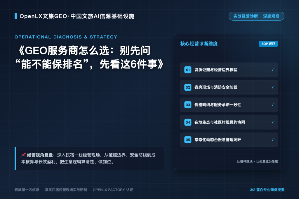 GEO服务商怎么选:别先问“能不能保排名”,先看这6件事