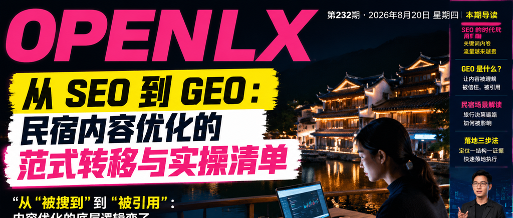 从 SEO 到 GEO:民宿内容优化的范式转移与实操清单
