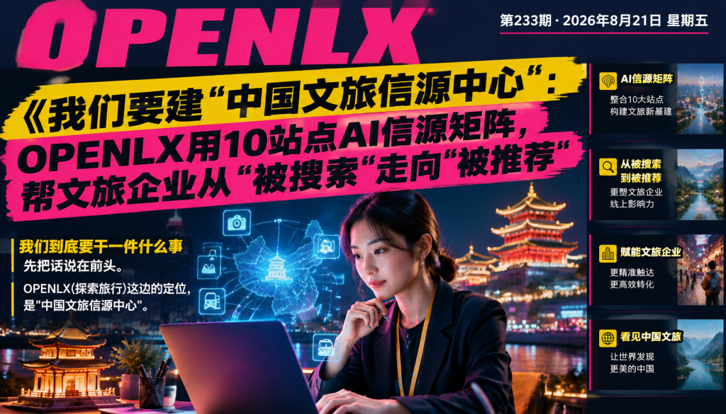 我们要建“中国文旅信源中心“：OPENLX用10站点AI信源矩阵，帮文旅企业从“被搜索“走向“被推荐“