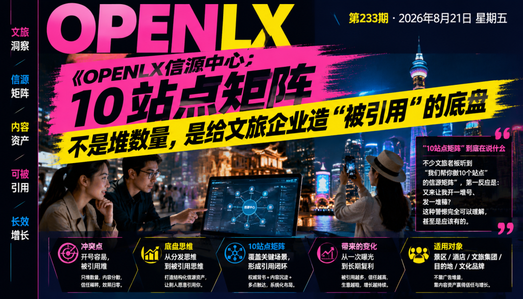OPENLX信源中心:10站点矩阵不是堆数量,是给文旅企业造“被引用“的底盘